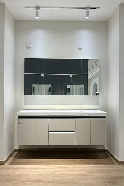 Double-Basin Multi-Tier Solid Wood Bathroom Vanity
